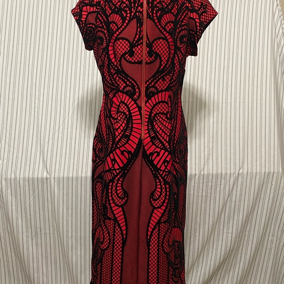 Worthington Red and Black Graphic Midi Dress - Picture 3 of 5